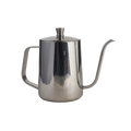 Stainless steel gooseneck coffee kettle designed for controlled pour over brewing and specialty coffee preparation.