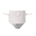 White reusable pour over coffee dripper with fine mesh stainless steel filter for eco-friendly manual coffee brewing.