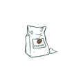 Ground coffee icon representing freshly ground coffee for home brewing.