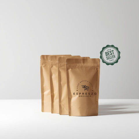 Two brown coffee bags with 'Espreszo' branding on a white background, featuring a 'Best Seller' label.